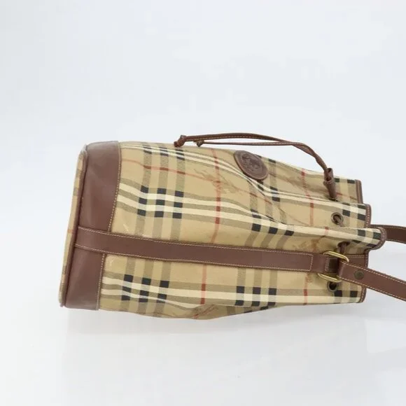 Authentic Burberrys Nova Check Shoulder Bag PVC Beige Gold - Picture 10 of 16